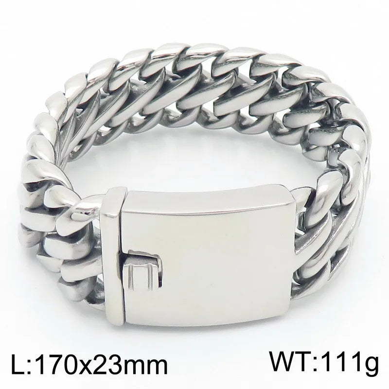 REBEL Unisex Vintage Stainless Steel Original Links 17cm Bracelet&40cm Necklace Jewelry Set