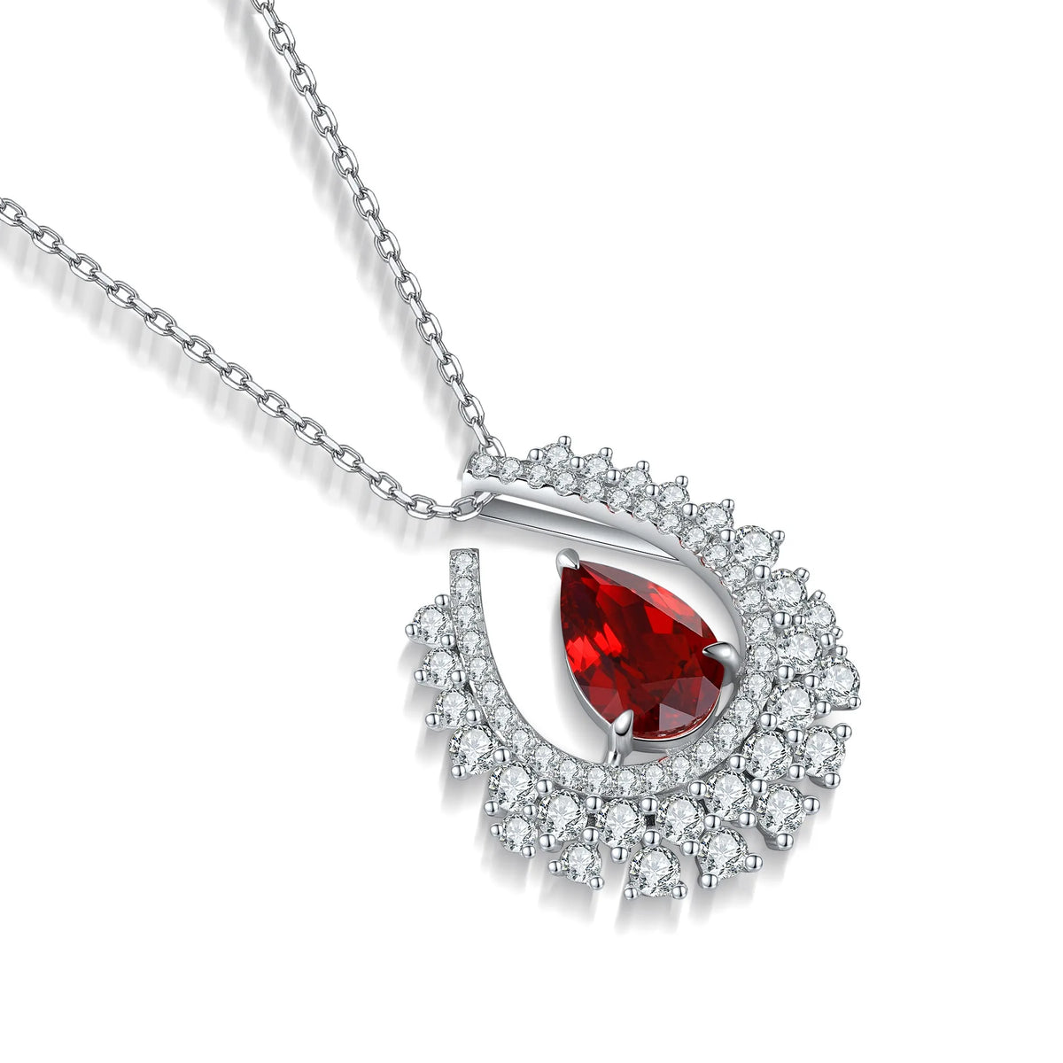 Gemfiori Anster 925 Sterling Silver High-quality Cultivated Ruby Necklace - Suitable for Parties or As a Gift