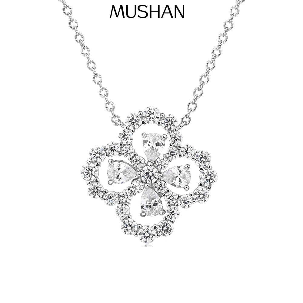 MUSHAN Jewelry Factory S925 Sterling Silver Four Leaf Clover Necklace for Women High Carbon Diamond Electroplated Gold Jewelry