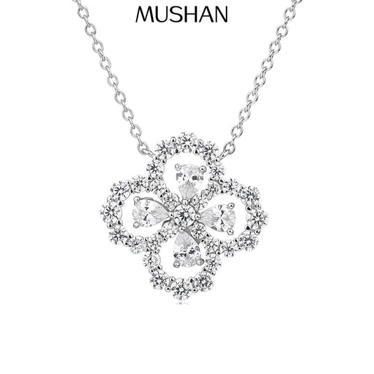 MUSHAN Jewelry Factory S925 Sterling Silver Four Leaf Clover Necklace for Women High Carbon Diamond Electroplated Gold Jewelry