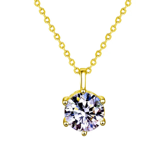 1pc Moissanite Necklace 1CT D Color Solitaire Pendant S925 Silver Chain Daily Elegant Jewelry Gift for Her