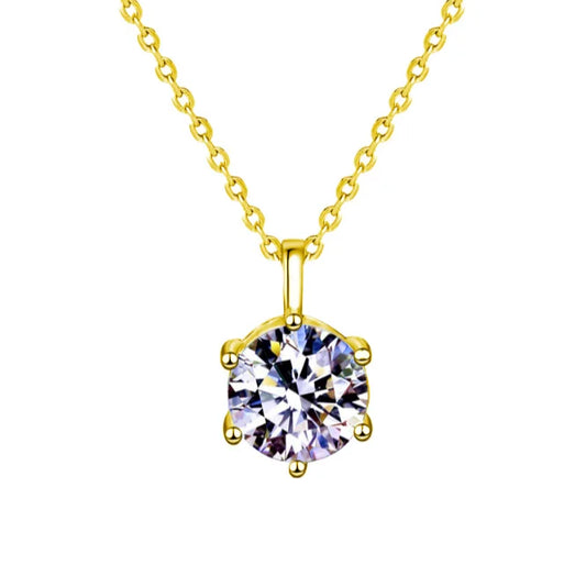 1pc Moissanite Necklace 1CT D Color Solitaire Pendant S925 Silver Chain Daily Elegant Jewelry Gift for Her