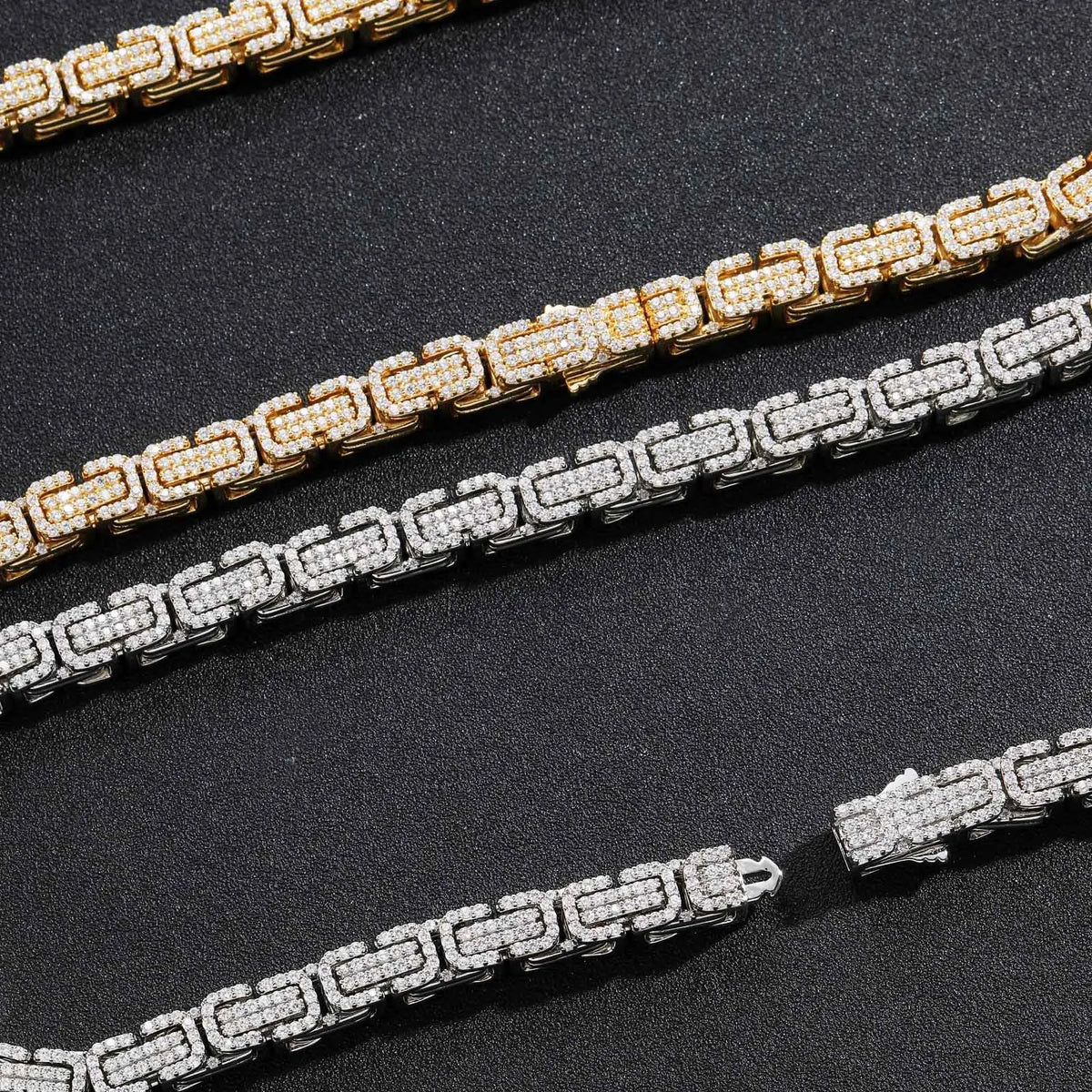 Gem-Island 2024 New 9MM Wide Byzantine Bracelet Micro-zircon Men Accessories Bracelet