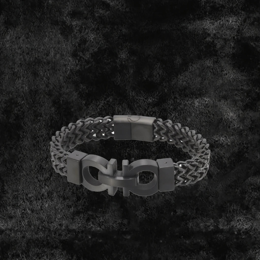 REBEL VIKING Biker Punk Twist Chain Bracelet – Stainless Steel with Zircon