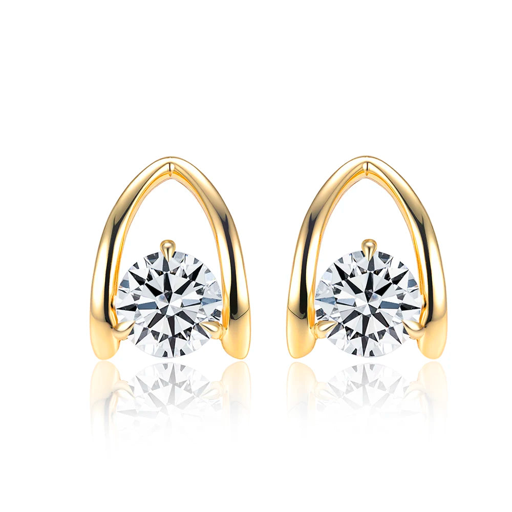 Gemfiori MSE-876 9K Gold With 5.5mm 6.5mm Loose Lab Grown Diamond Solitaire Earring Push Back Earrings Hop Sale Gold Jewelry