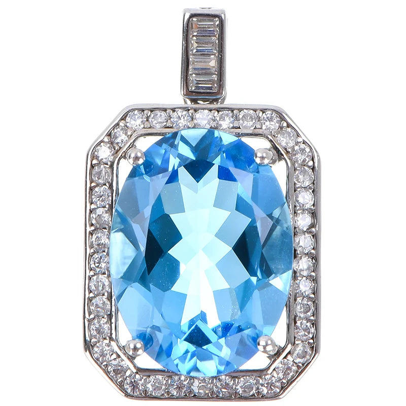 Gioiellieri Natural Crystal Oval Cut Claw Set 925 Sterling Silver Rhodium Plated Luxury Customized Solitaire Pendant Necklace Fashionable