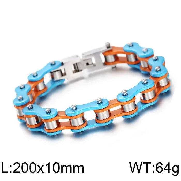 REBEL GOLDIX Men's Stainless Steel Biker Chain Bracelet Hip Hop Bicycle Bracelet Punk Rock Style Butterfly Shape Fashion Buddhism