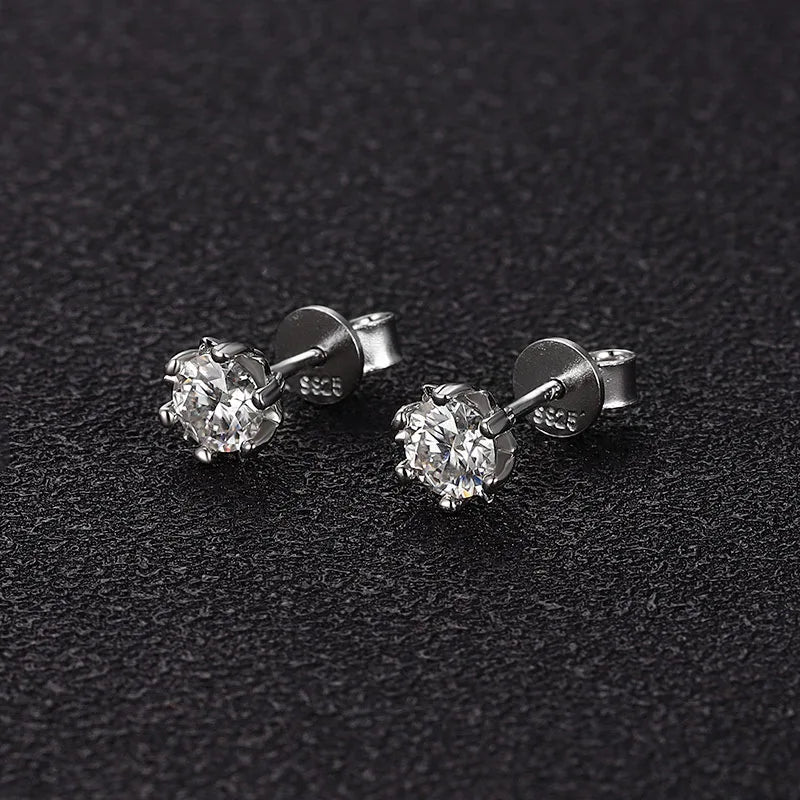 ArtistA Factory Jewelry 0.3-1CT Sparkling Round Moissanite Snowflake-Claw-Set Butterfly-Clutch 925 Silver Everyday Elegance Stud Earring