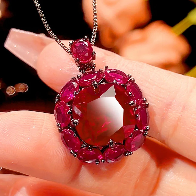 REDheart Electroplated Black Inlaid Pearl Flower Design Women's Trendy Activity Ring Simulation Square Texture Necklace Pendant Set