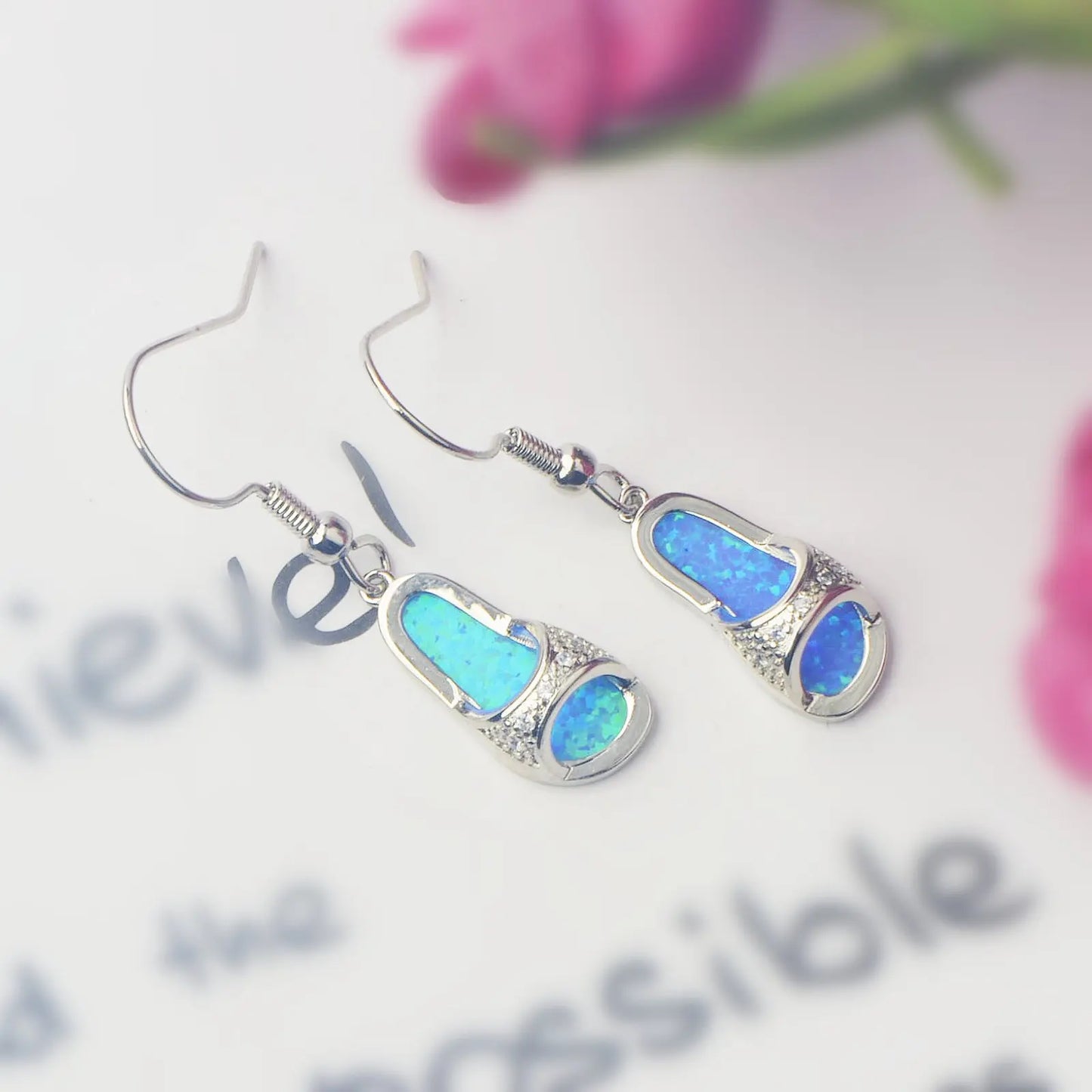 Minimalist Brass Geometric Christian Opal Pendant Earrings Western Style Bohemian Design Wholesale TikTok IG Viral Jewelry
