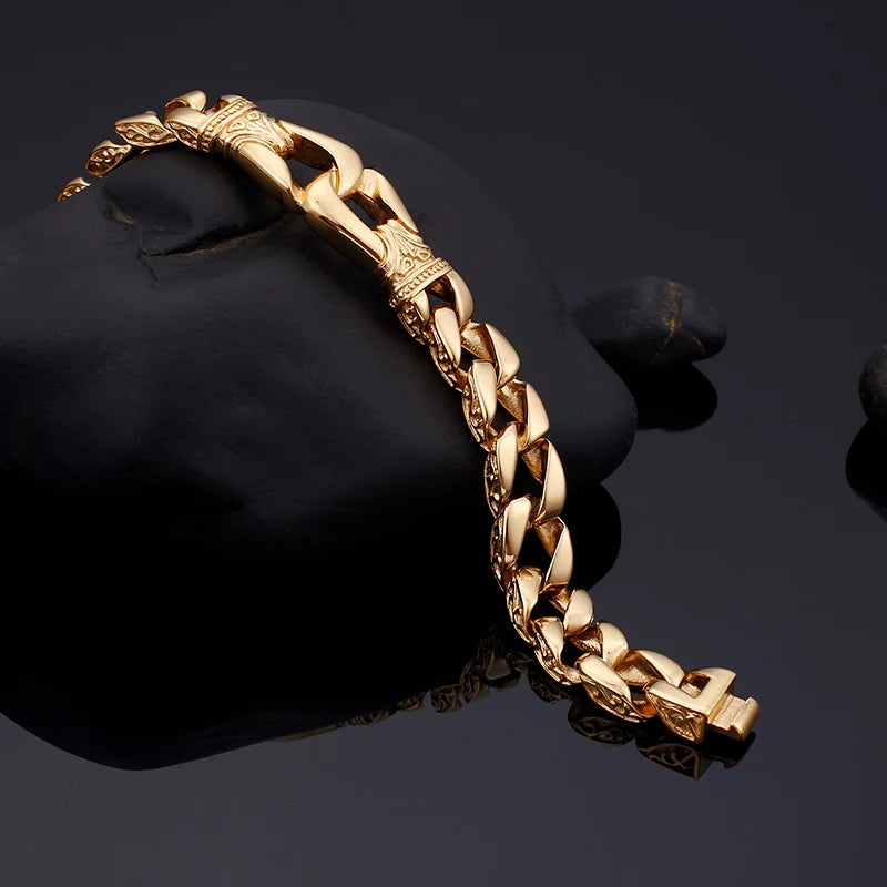 KALEN Fashion Gold Stainless Steel Charm Bracelet Men