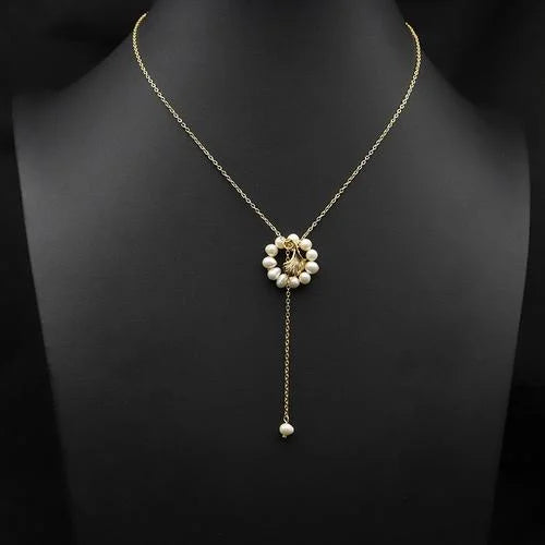 Natural Freshwater Pearl Choker Necklace Gold Plated Tassel Necklace for Women Bridal Wedding Luxury Fashion Fine Jewelry