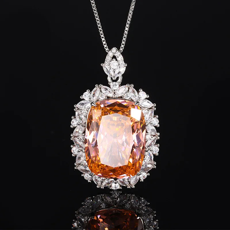 Gemfiori Fashionable Luxury Inlaid Geometric Zircon Necklace Earrings Ring Set Light Luxury Minimalist Jewelry