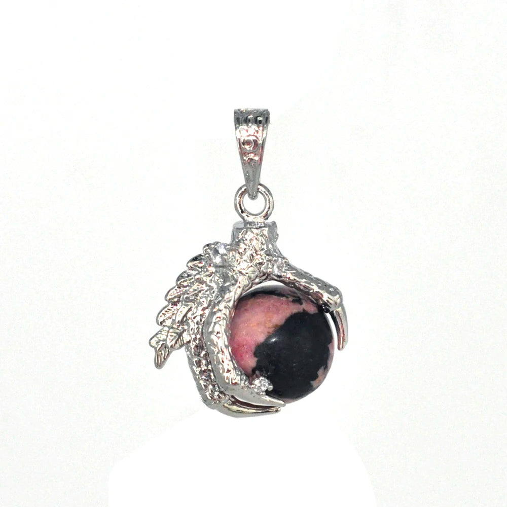 REDheart Womens Dragon Claw Pendant Necklaces Natural Gem Stone Beads 16mm Ball Crystal Quartz Women Men Yoga Gothic Jewelry