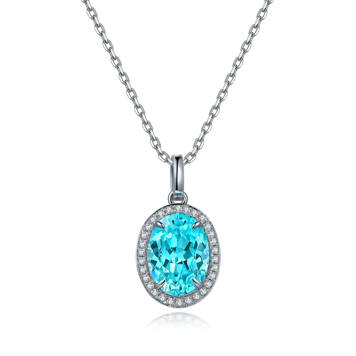 Gemfiori High Quality LuxuryJewelry Necklace Lab Grown Paraiba Gemstone Sterling Silver Women Accessories for Party Customized Acceptable