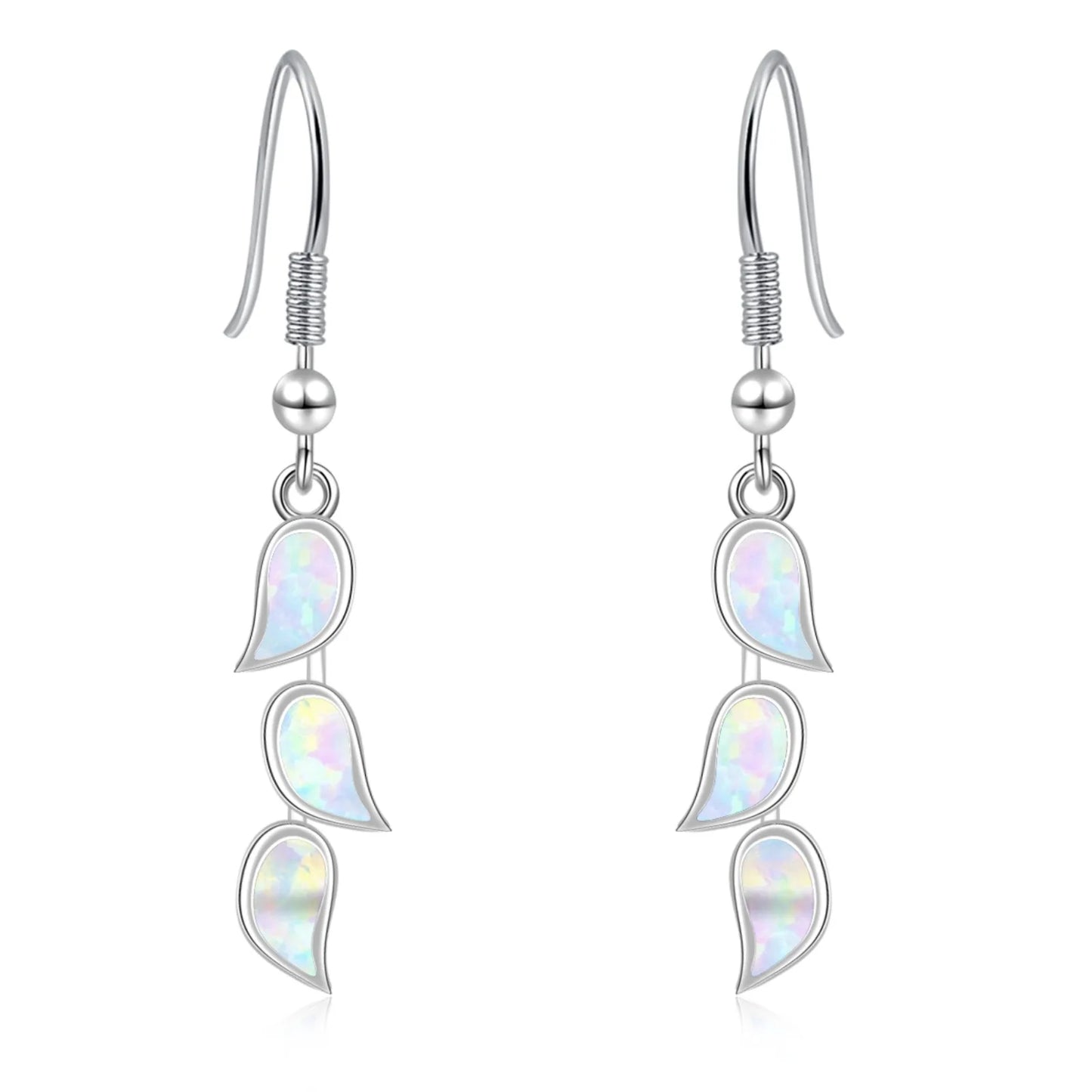 Gradient Leaf Opal Drop Earrings - Iridescent Multi-Color Opal Leaf Design | Nature-Inspired Jewelry Bulk Gifts