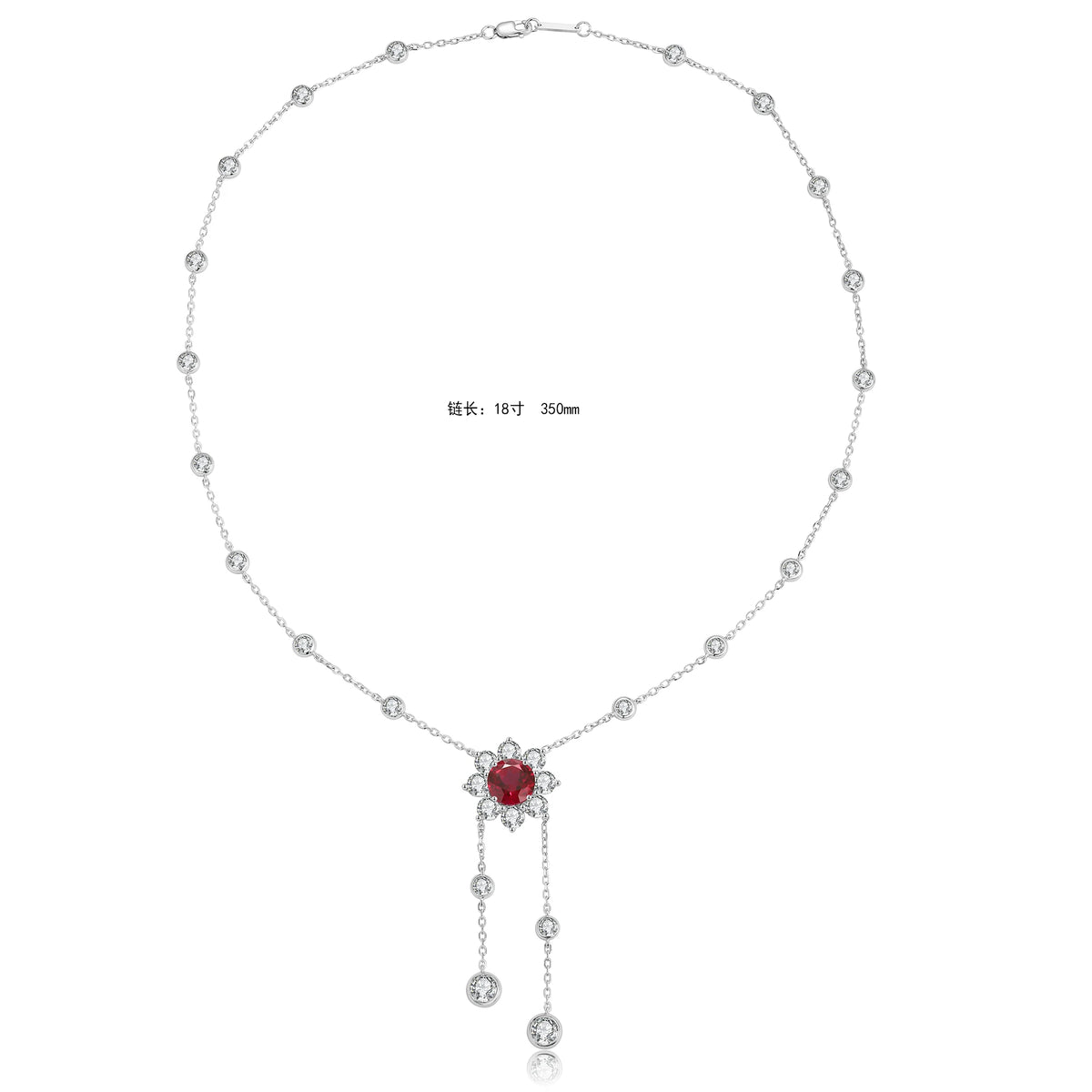 Gemfiori Anster 925 Sterling Silver High-quality Cultivated Ruby Necklace - Suitable for Parties or As a Gift