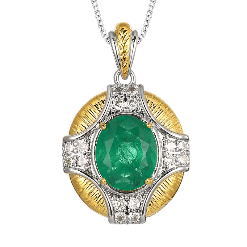 REDheart Trendy Copper Inlaid Zircon Plated Two-Color Open-Opening Movable Flower Ring Simulation Emerald Palace Style Niche Set