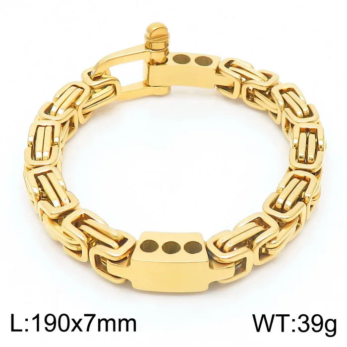 KALEN Trendy Unisex Gold/Silver/Black Stainless Steel Byzantine Links Bracelet With Bolt Clasp