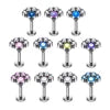 G23 ASTM F136 Titanium Ring CZ Colorful Zircon Lip Ear Claw Spiral Ear Studs Opal Nose Studs Earrings Body Piercing Jewelry