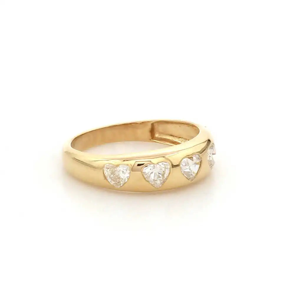 Minimalist Design High End 14k Luxury Fine Heart Dome Chunky Statement 0.67ct Rhodium Plated Karat Certified Diamond Rings