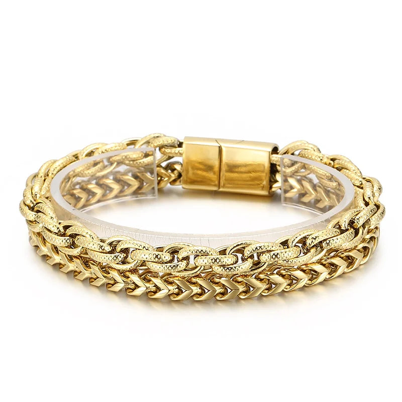 KALEN Hip Hop Panzerkette Edelstahl Herren Armband With Magnetverschluss Aus Edelstahl