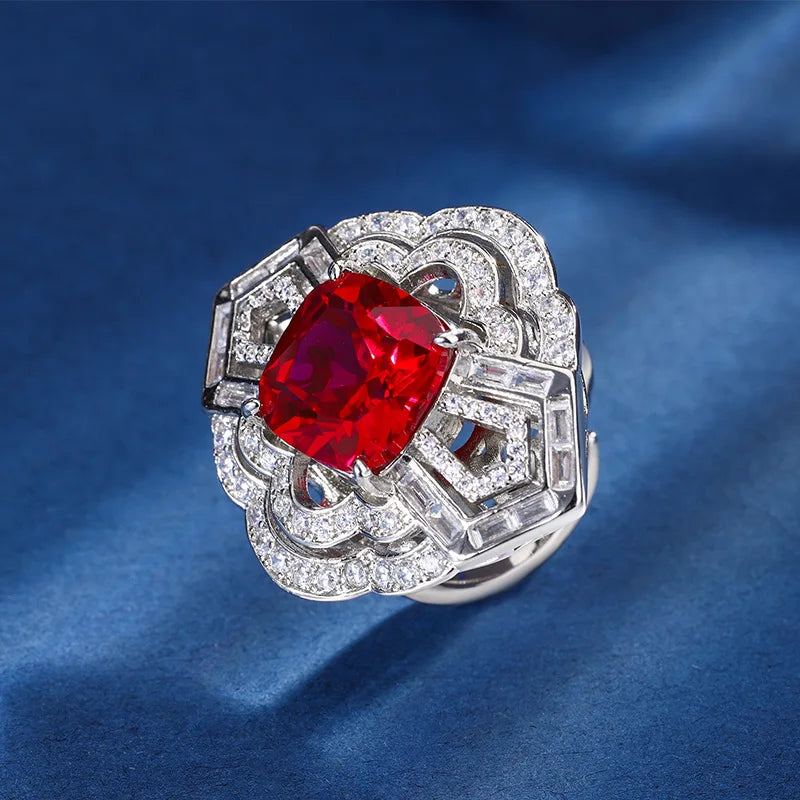Gemfiori Luxurious Temperament Emerald Zircon Pendant Ring Fashionable and Personalized Hollow Jewelry Set