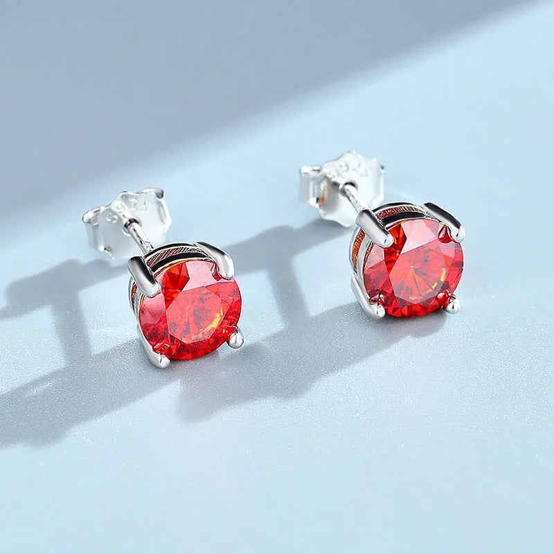 ArtistA Factory Multi-Carat Round Brilliant Moissanite Martini-Set S925 Silver Sleek Sophistication Gender-Fluid Solitaire Stud Earrings