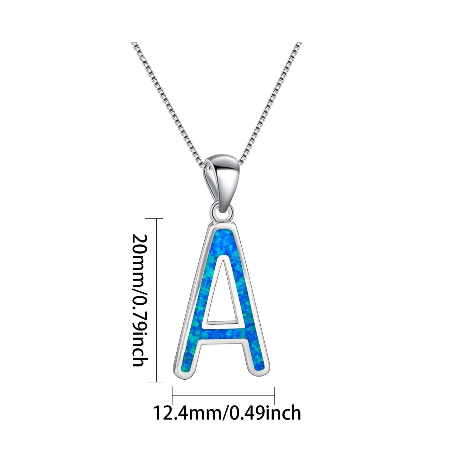 Letter A Pendant - Blue Opal Inlaid Silver Plated Initial Jewelry for Women Wholesale
