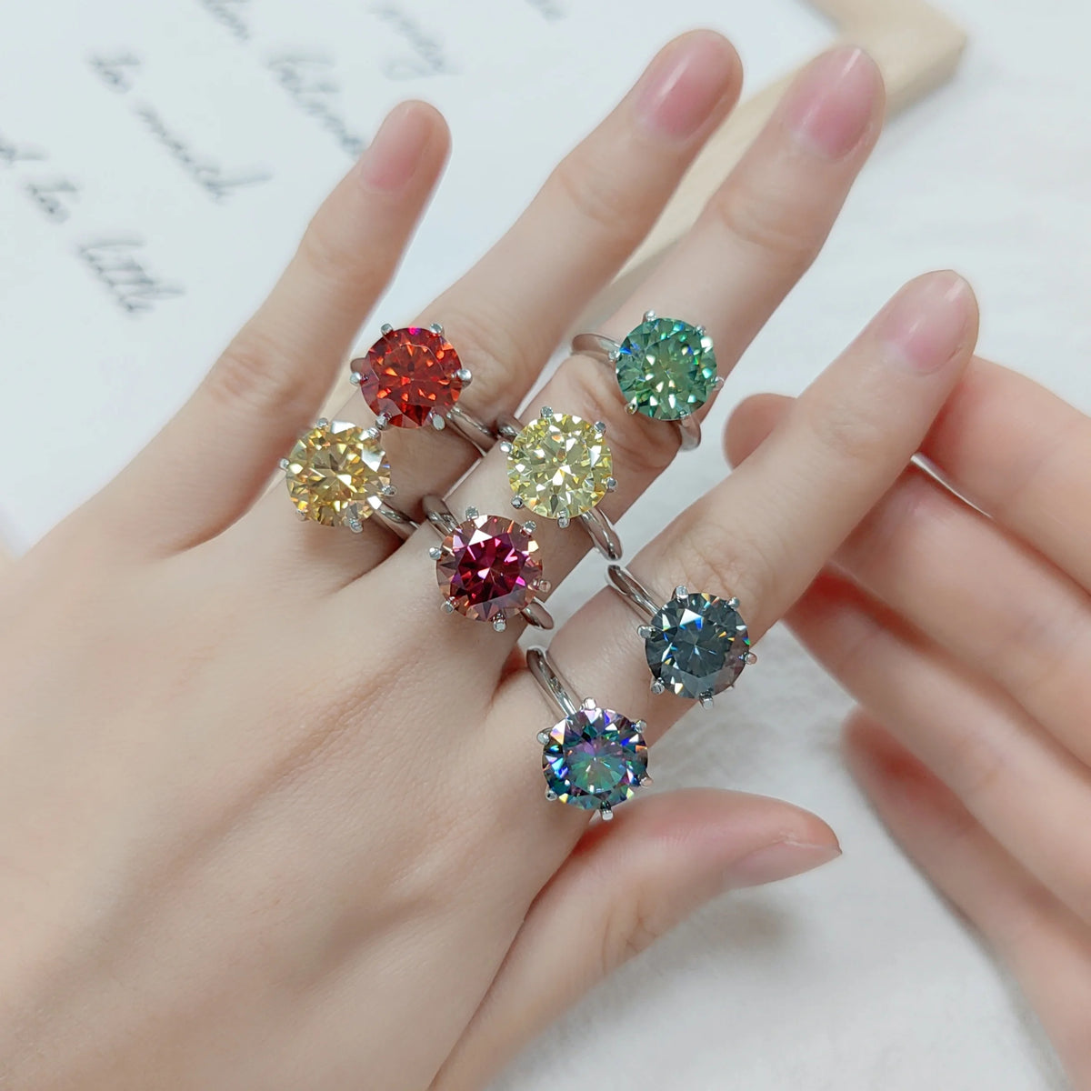 ArtistA M03J Abiding Real 925 Sterling Silver 11MM Big Gemstone DEF VVS 5 Carat Colored Moissanite Women's Ring