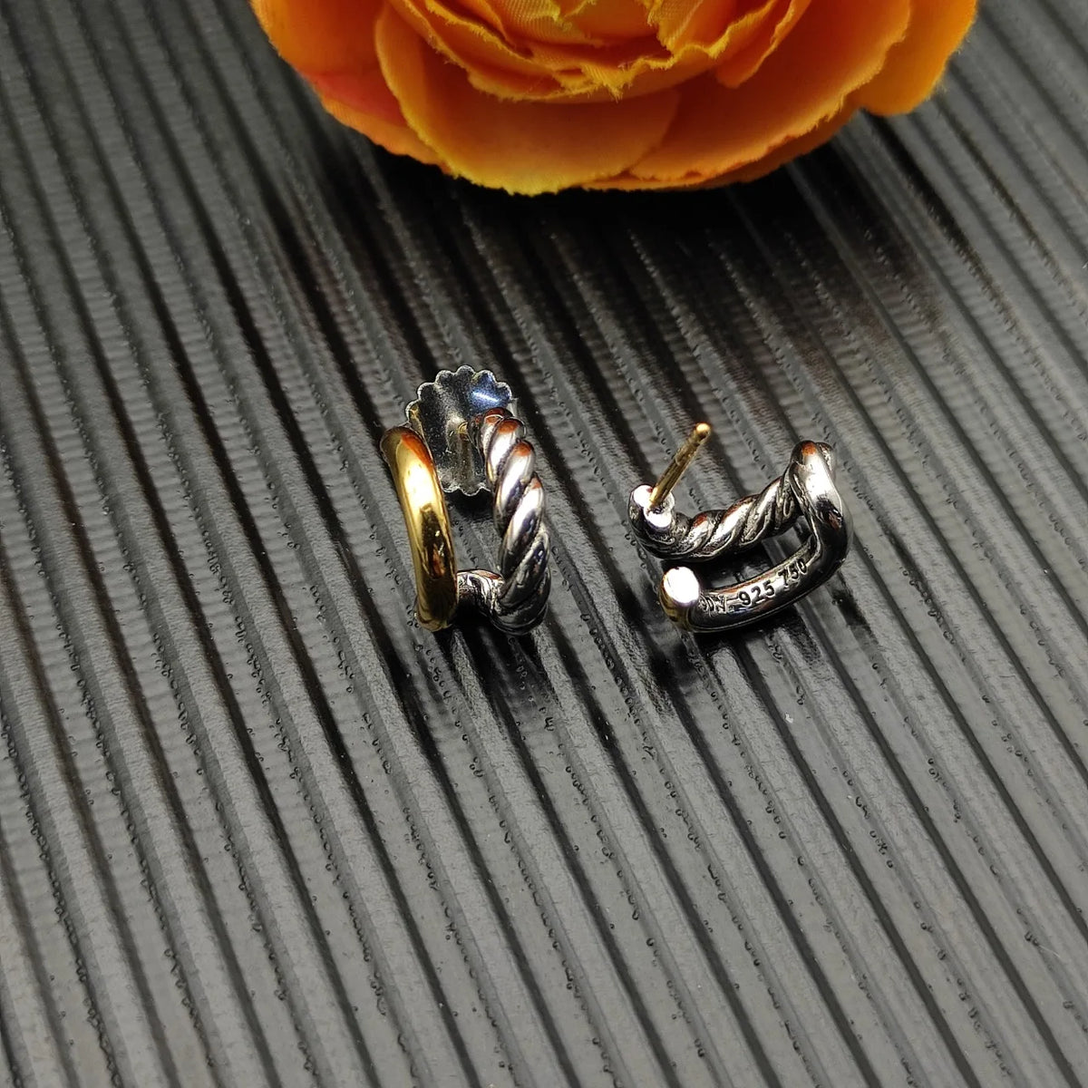 FASHIONISTA DY High-Quality Silver-Plated 13.5mm Silver Double Hoop Earrings. Gold-Plated Earrings. Jewelry.