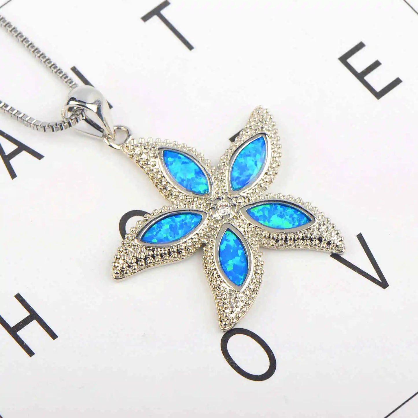 Multi Petal Star Pendant Necklace Aobao Inlaid Detail Fashion Jewelry