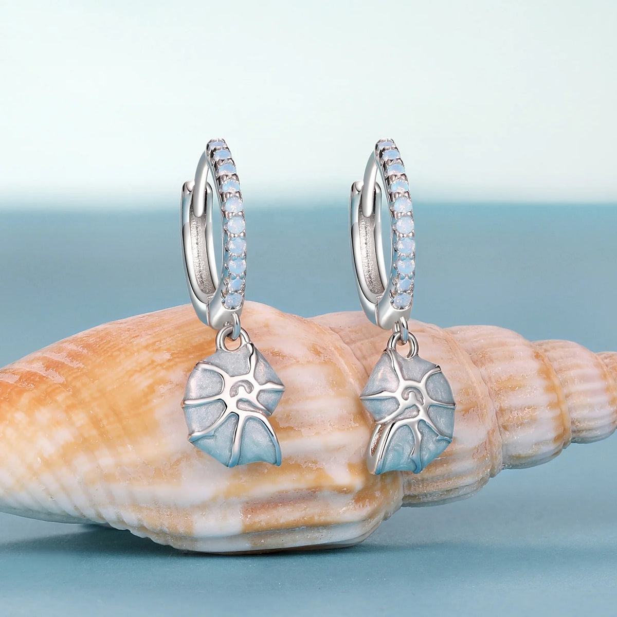 Qings Fashion Sterling Silver Jewelry Sets Fine Jewelry Marine Blue Ocean Conch Shell Turtle Bracelet Necklace Ring Earrings Set