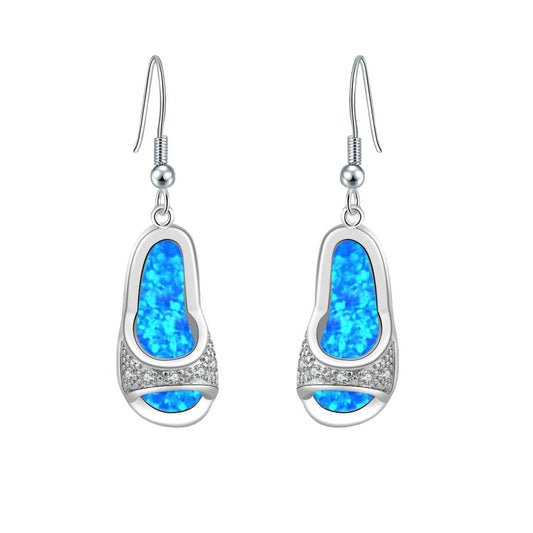 Minimalist Brass Geometric Christian Opal Pendant Earrings Western Style Bohemian Design Wholesale TikTok IG Viral Jewelry