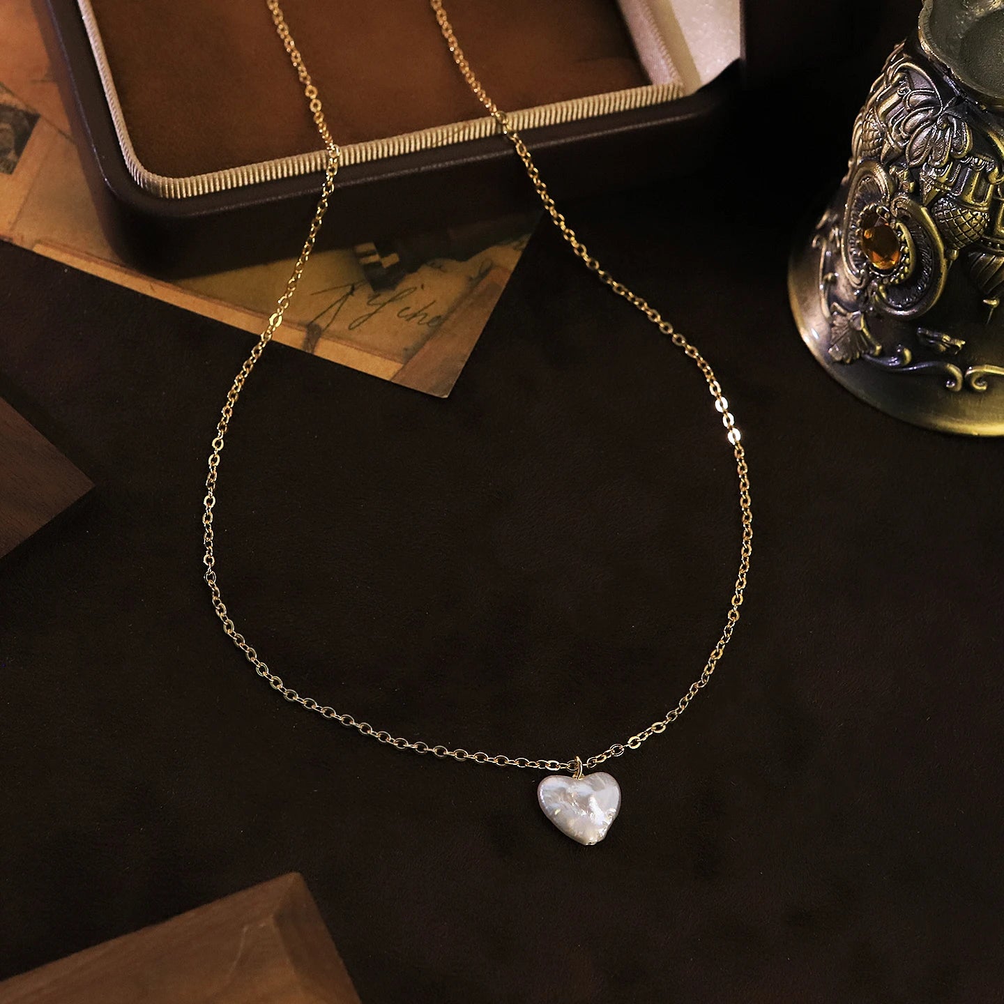 Natural Freshwater Baroque Heart Shaped Necklace for Women Daily Wedding Valentine 's Day Gift Pearl Necklace Minimalist Jewelry