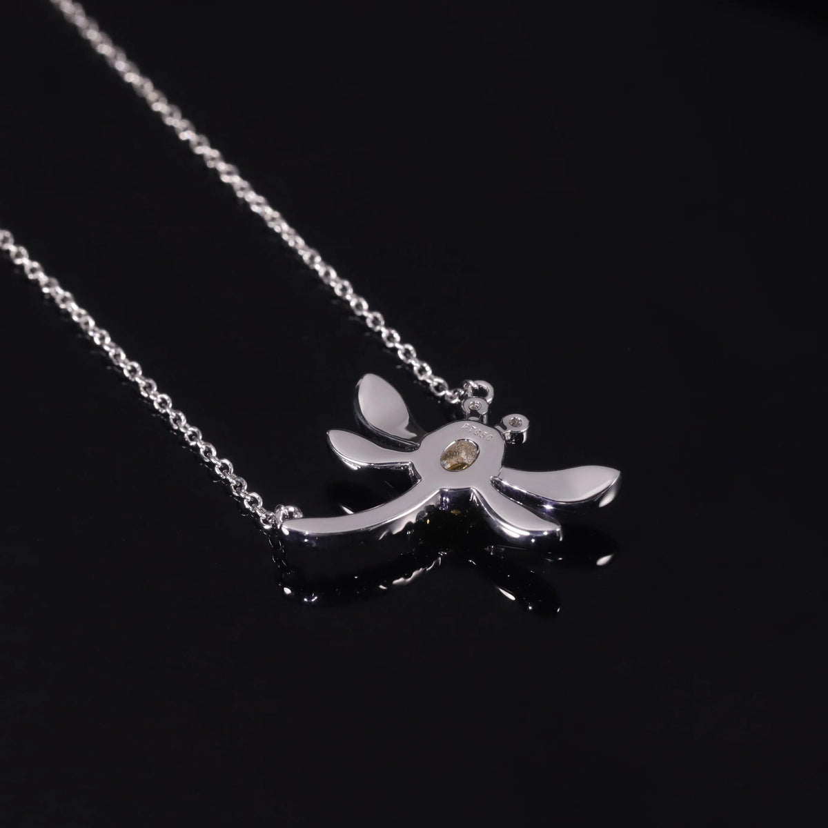 ArtistA AN063 Abiding Cute Insect Dragonfly Fancy Vivid Yellow Cubic Zirconia 925 Sterling Silver Dragonfly Pendant Necklace