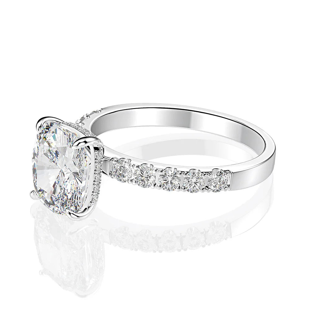 MuShan New 925 Silver Platinum Plated High Carbon Diamond Ring 3 Carat Fat Square 8*9mm Cut Pointed Sole Luxury Anniversary