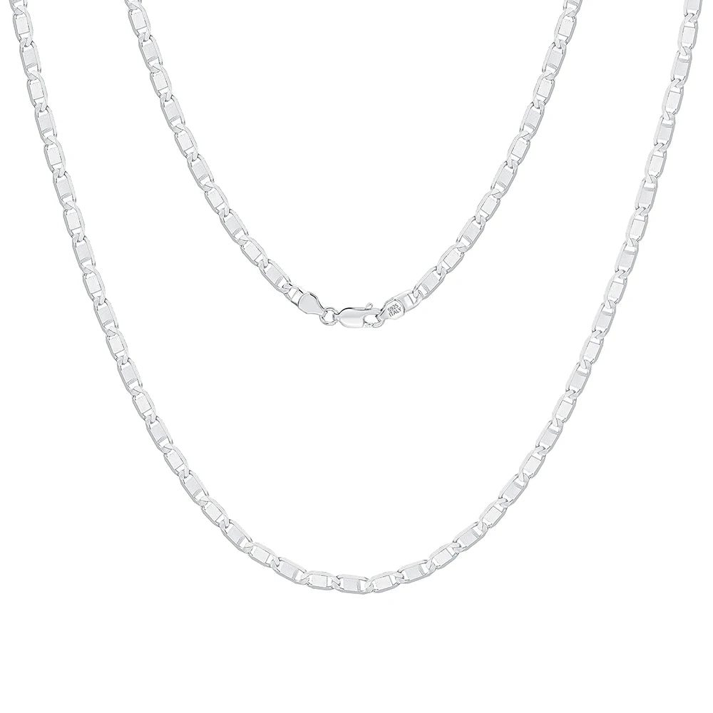 S&S Diamond-Cut Flat Sailor Chain Necklace | 925 Sterling Silver | S&S