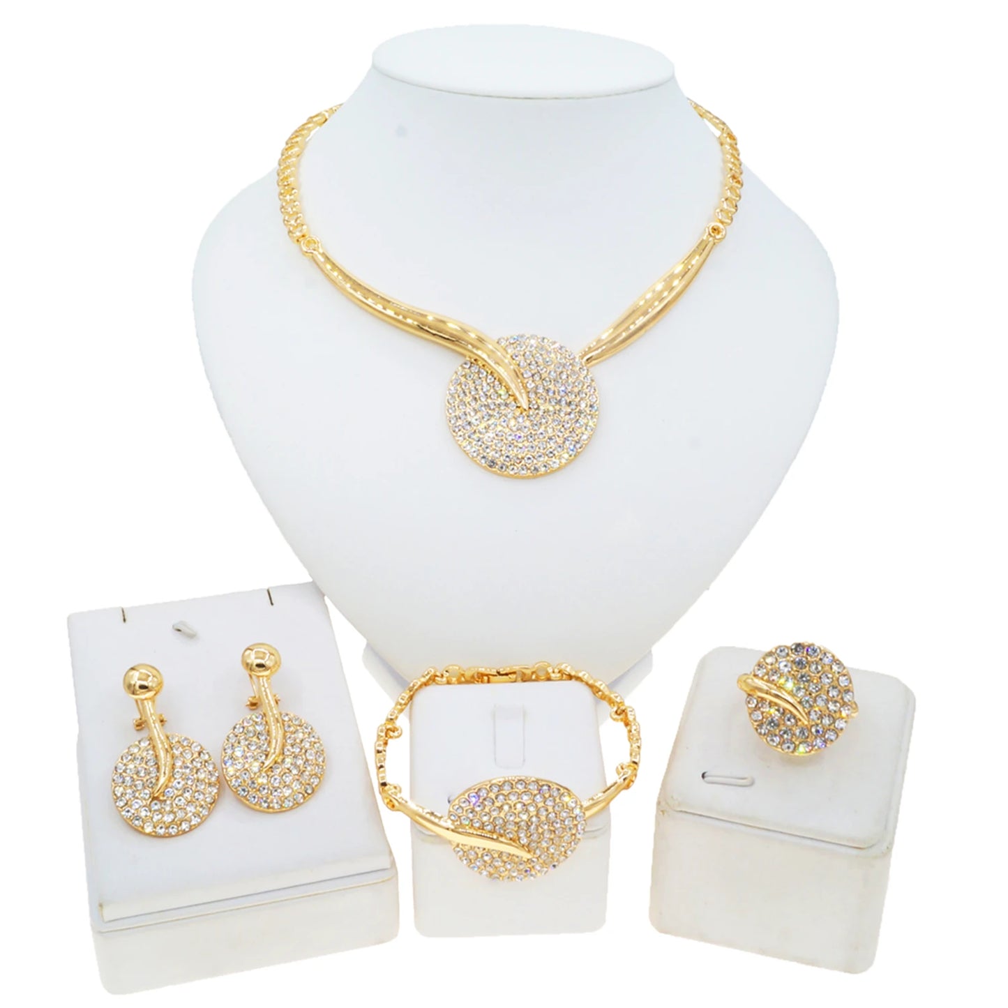 Zhuerrui Customized African Gold Jewelry Sets Simple Silver Bead Necklace Jewelry Set High Quality Bridal Wedding Gift HC23192