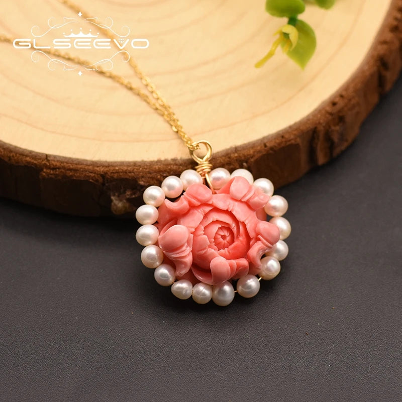 925 Sterling Silver Choker Necklace Natural Freshwater Pearl Flower  Pendant Necklace for Women Fashion Jewelry