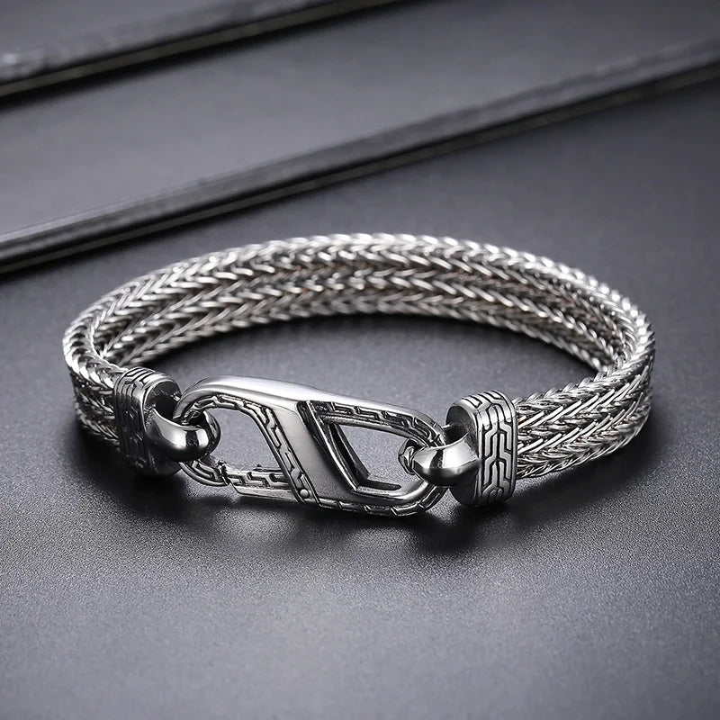 KALEN Trendy Jewelry Fashion Bracelets Men Stainless Steel Fancy Clasp Herringbone Bracelet Bangle