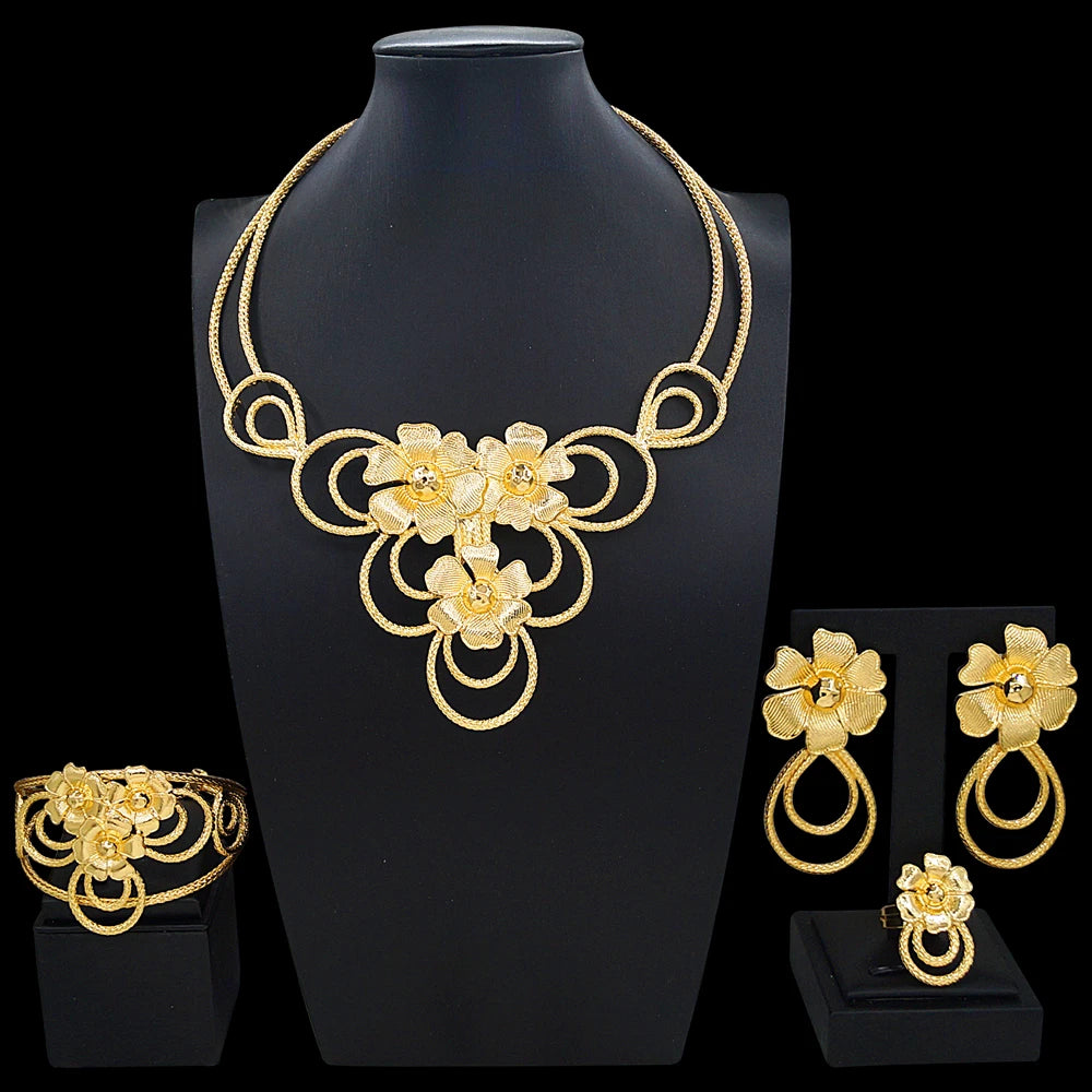 Zhuerrui Italiano Gold Designs Women Jewellery Set Party Fine Costume Jewelry Set Luxury Big Necklace Jewellery Sets X0009730