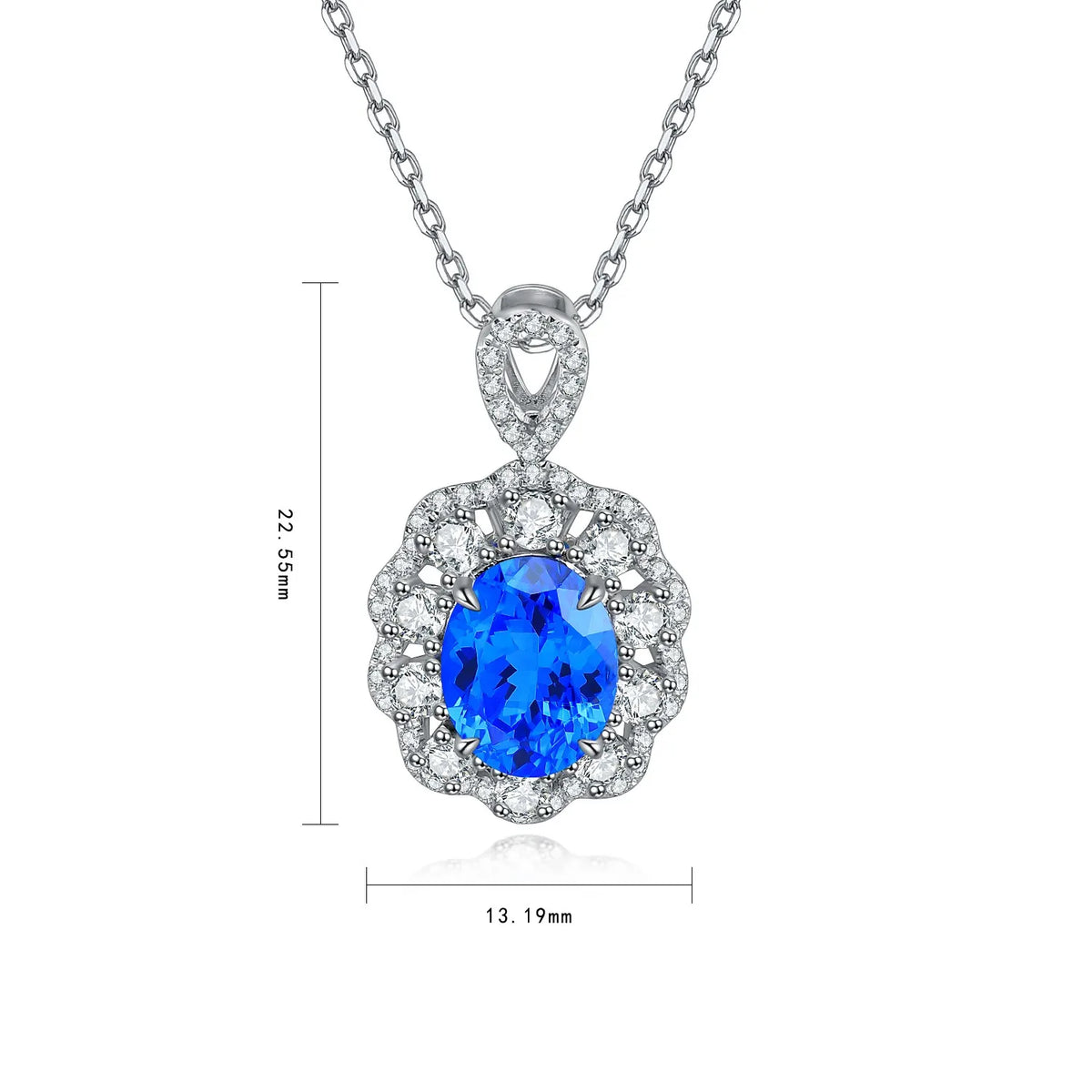 Gemfiori Anster 925 Sterling Silver High-quality Cultivated Cobalt Spinel Necklace - Suitable for Parties or As a Gift