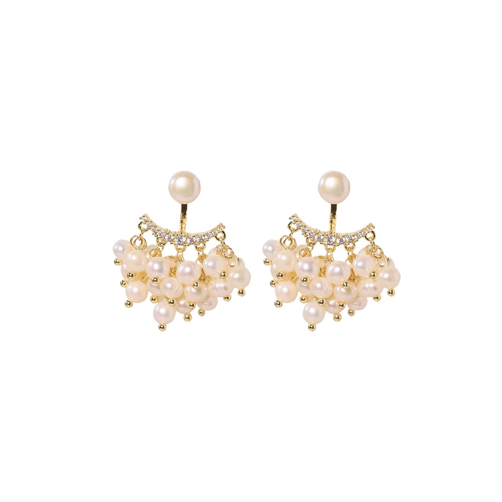 Natural Freshwater Pearl Multi-layer Earrings Coral Turquoise Korean Style Women Luxury Jewelry Fashion Ladies and Girls Gift