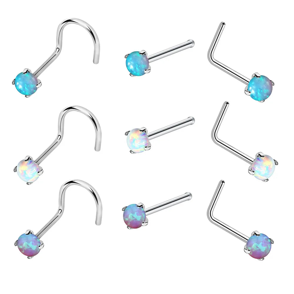 S&S Opal Star Segment Nose Ring Set | Stainless Steel Septum Piercing
