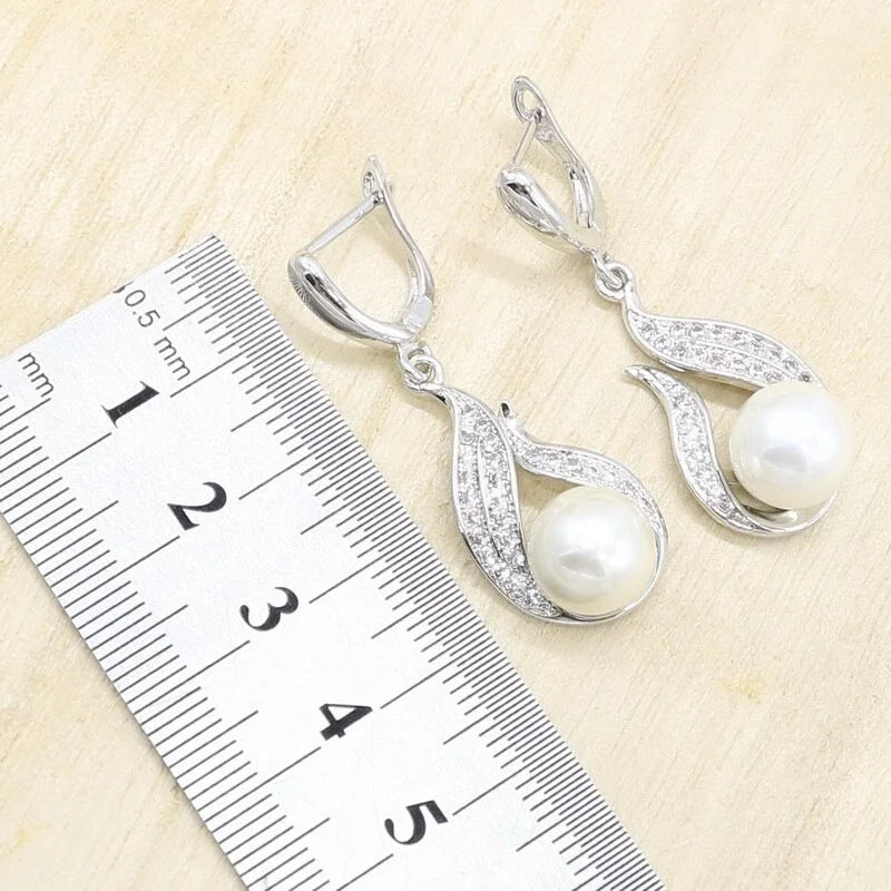 XOTICA White Pearl Romantic Alloy Silver Platinum Plated Jewelry Set for Women Wedding & Party Necklace Earring Bracelet Ring