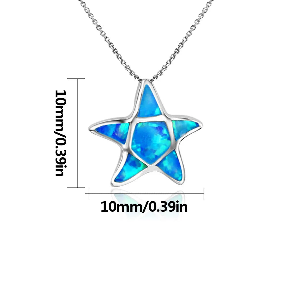 Aobao Ocean Series Opal Collar Chain Hawaiian Blue Tiny Starfish Pendant Women's Opal Fashion Jewelry Wholesale