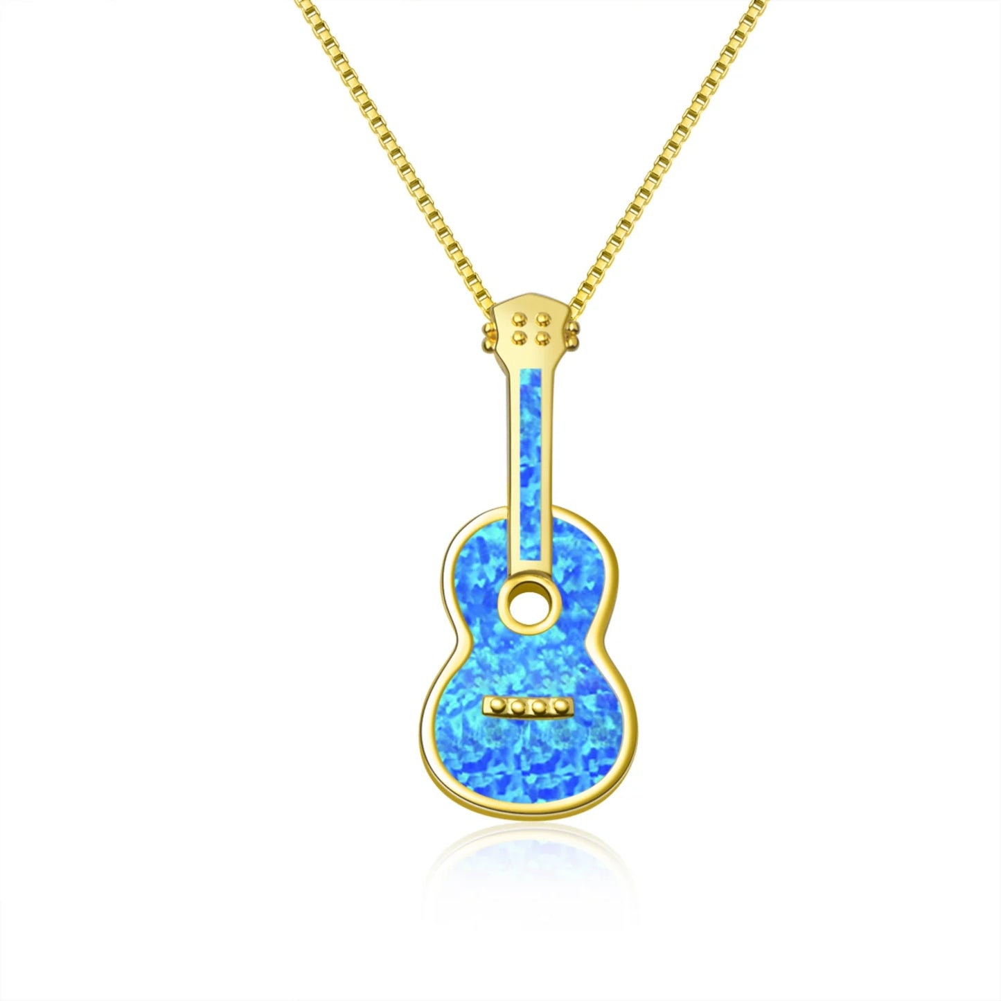 Aobao Wind Hawaii Beach Explosion Opal Guitar Pendant Necklace Cute Style Children's Wholesale Inlaid Charms