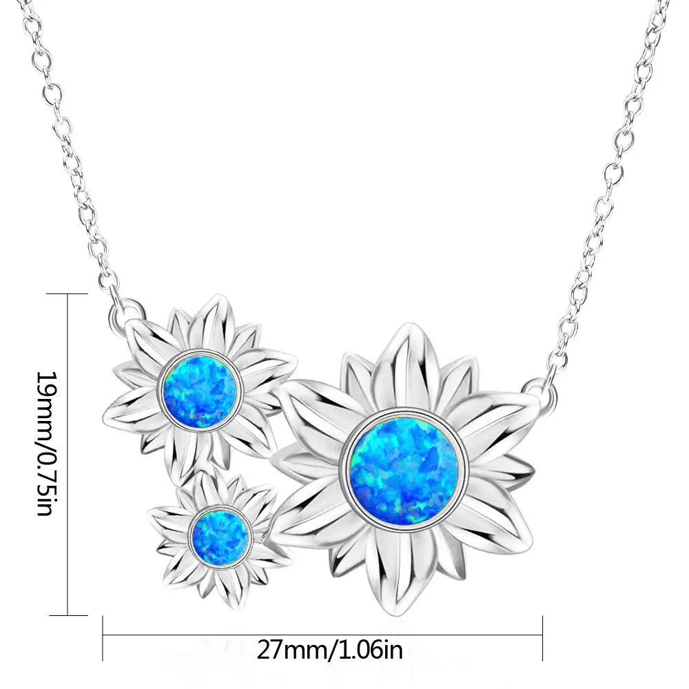 Aobao Christian Copper Link Chain Opal Sunflower Pendant Necklace Silver Plated Minimalist Women's Gift Jewelry Wholesale