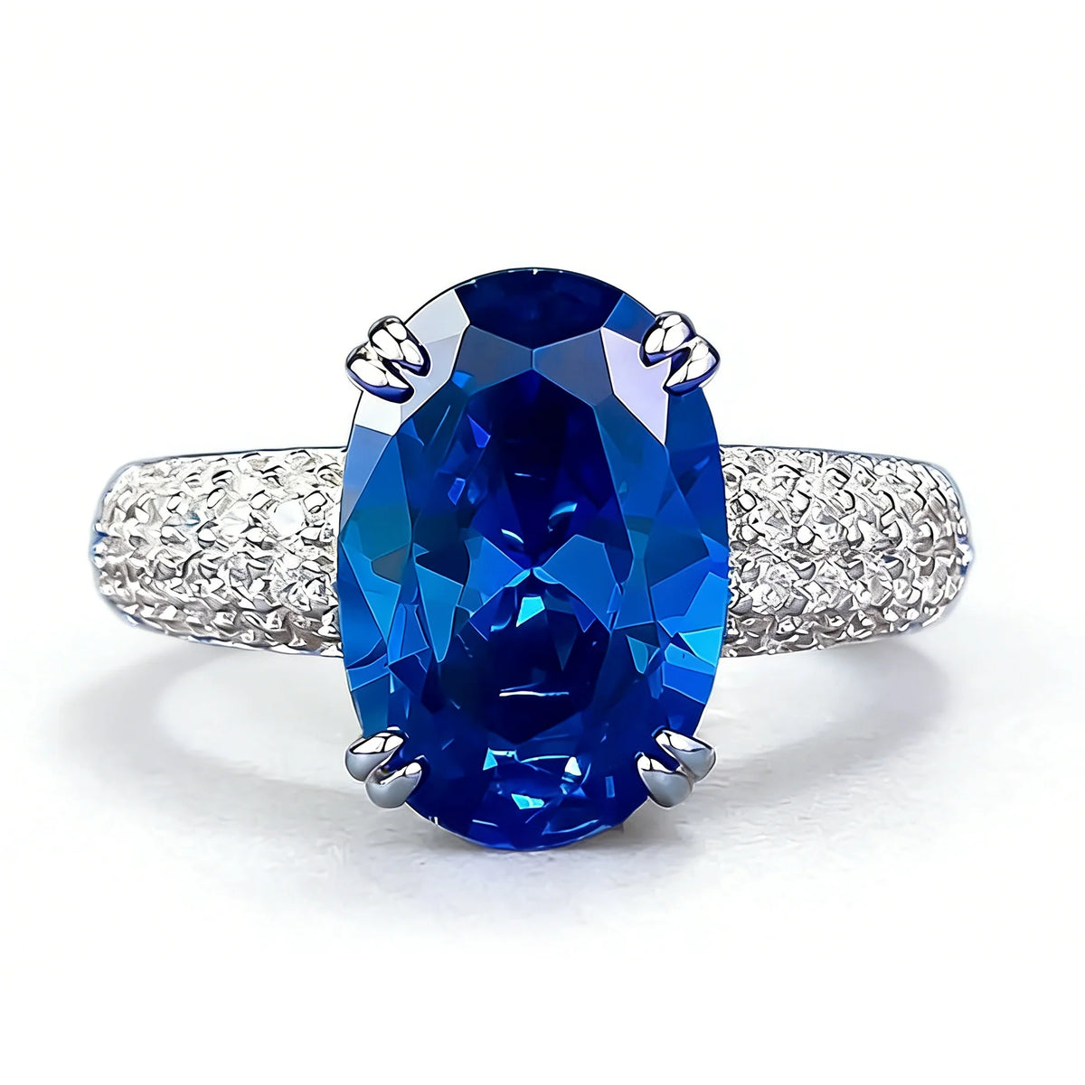 Factory Direct Women 925 Sterling Silver Sapphire Iced Out Blue 5A 8A Zirconia Ring Engagement Wedding Ring Jewelry Manufacturer